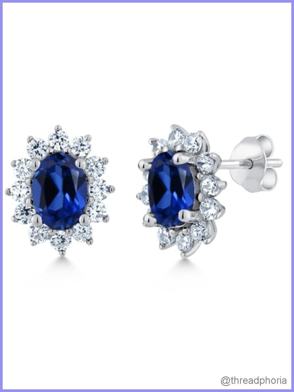 Sterling Silver Princess Diana Inspired Halo Stud Earrings